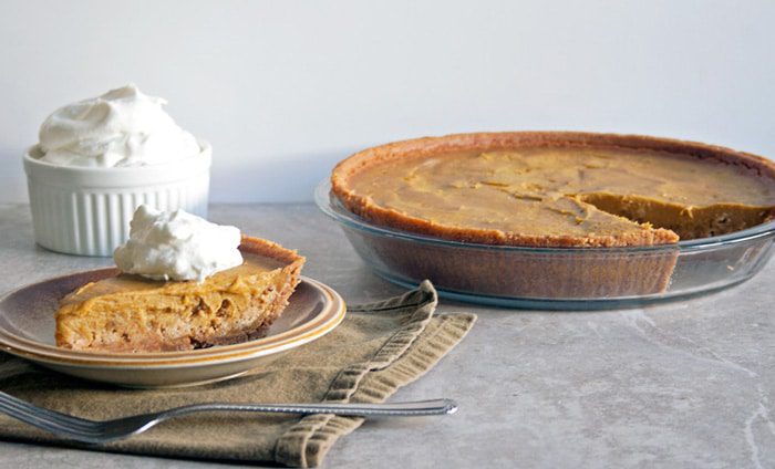 Pumpkin Pie With A Double Decker Graham Cracker Crust