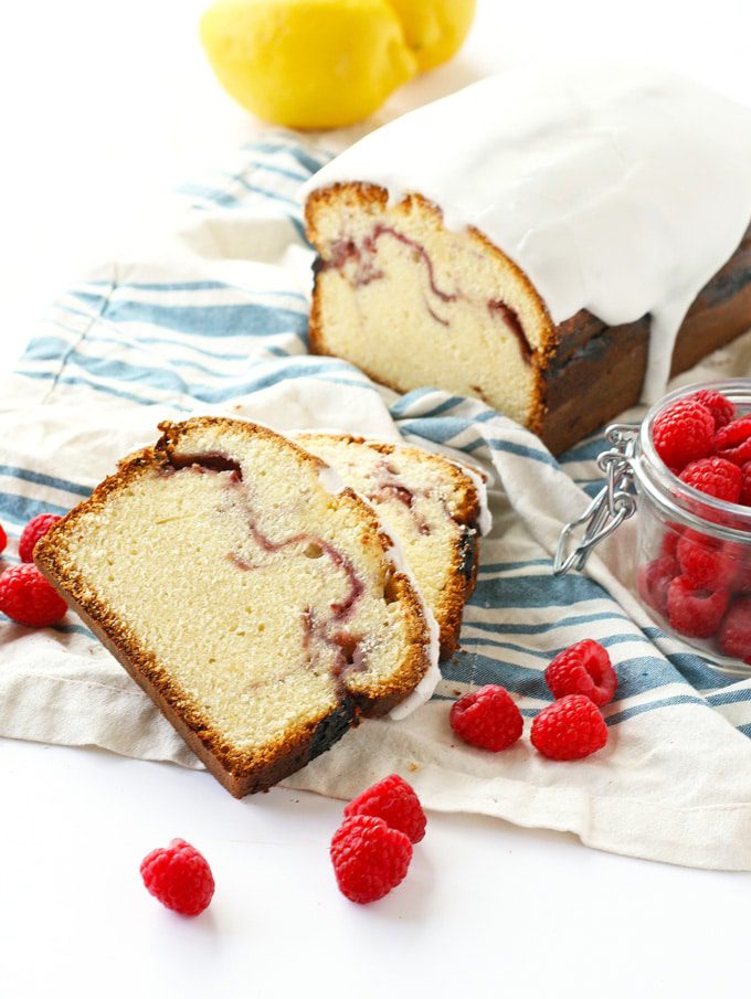 raspberry swirl pound cake with lemon frosting | ahappyfooddance.com