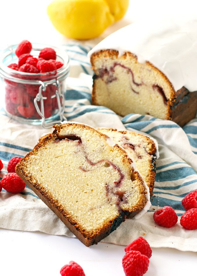 Raspberry Swirl Pound Cake With Lemon Frosting - Cooking Goals