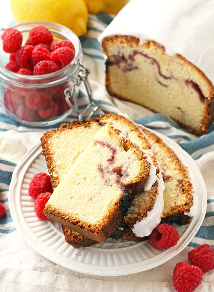 raspberry swirl pound cake with lemon frosting | ahappyfooddance.com