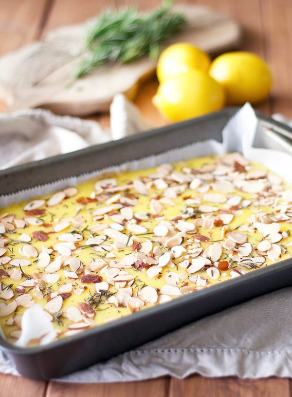 Rosemary Lemon Bars with Almond Shortbread Crust | ahappyfooddance.com