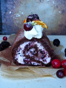 Chocolate Orange Roulade Sponge With Blackberry Cream (GF)