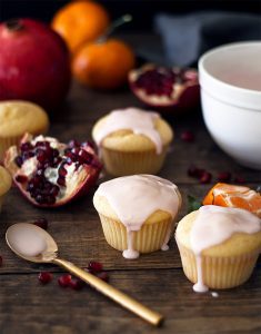 Satsuma Muffins With Pomegranate Glaze
