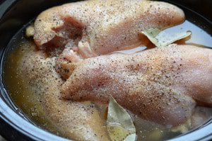 Easy Crockpot Chicken | A simple roast of chicken breast perfect for make-ahead meals, salads, or just clean eating protein!