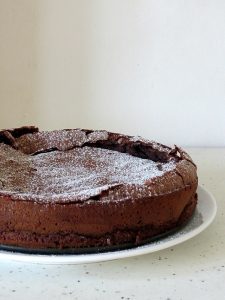 Sunken Chocolate Cake With Macerated Strawberries (GF)