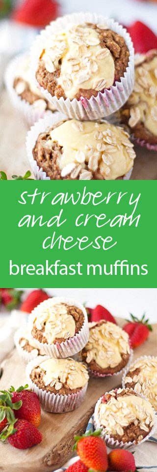 strawberry and cream cheese breakfast muffins | ahappyfooddance.com
