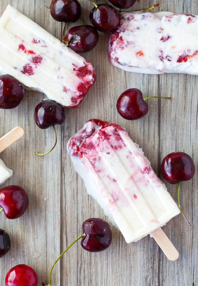 tart cherries and cream popsicles | ahappyfooddance.com