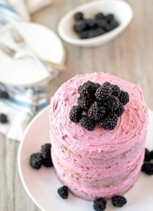 Vanilla Bean Cake With Blackberry Buttercream Frosting