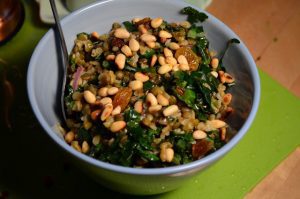 Warm Freekeh Salad With Raisins And Kale