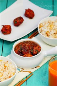 Mixed Vegetable Manchurian With Tofu Fried Rice