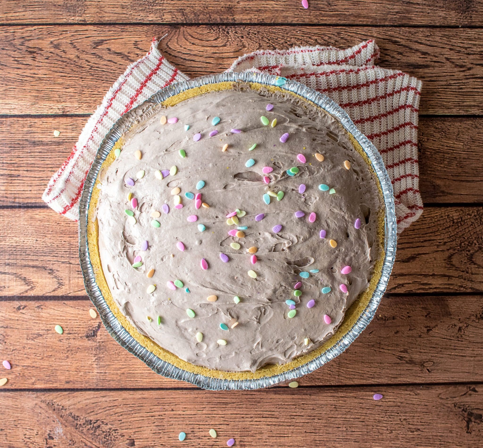 No Bake Chocolate Cake Batter Cheesecake Pie