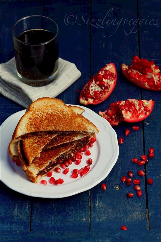 Grilled Almond Butter Pomegranate Sandwich