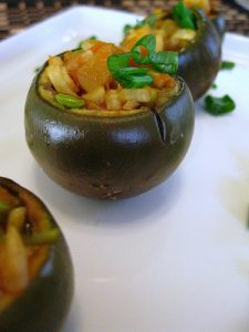 Stuffed Thai Eggplants & Orange Shrimp Stir Fry