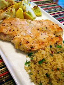 Lemon Garlic Chicken, Minted Couscous & Roasted Vegetables