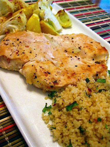 Lemon Garlic Chicken, Minted Couscous & Roasted Vegetables
