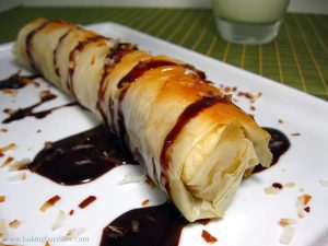 Nutella & Filo Wrapped Banana With Toasted Coconut