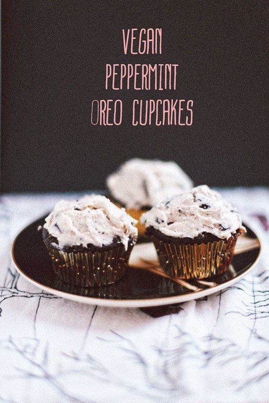 Vegan Chocolate Peppermint Oreo Cupcakes