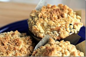 Peach Blueberry Streusel Muffins