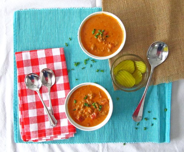 Cheeseburger Soup with Tomatoes