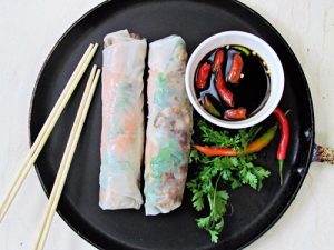 Chicken And Peanut Spring Rolls