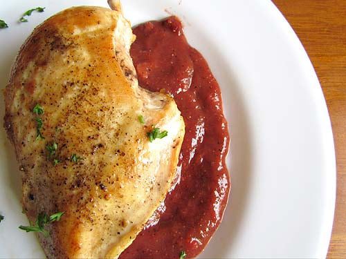 Chicken With Strawberry And Black Pepper Sauce