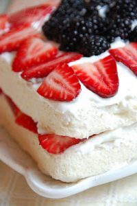 Angel Food Cake with Strawberries and Blackberries