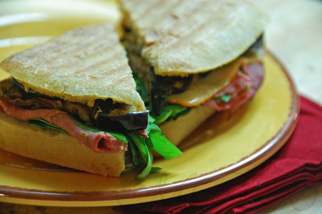 Roast Beef, Eggplant, And Spicy Mustard Panini