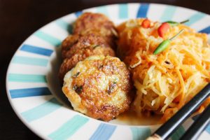 Satay Fish Cakes With Thai Papaya And Carrot Salad