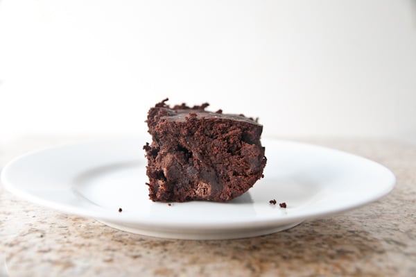 Gluten free triple chocolate flourless brownie