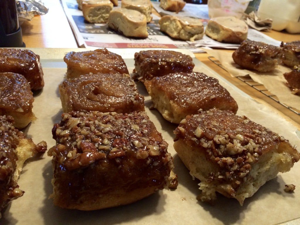sticky buns cut