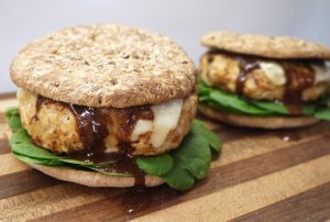 Chicken Burgers With Apple, Balsamic, And Blue Cheese