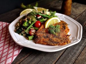Cornmeal Crusted Trigger Fish With Dilly Farro Salad