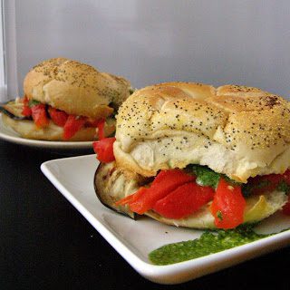 Grilled Veggie Sandwiches With Cilantro Pesto