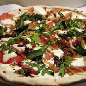 Caramelized Onion Caprese Pizza