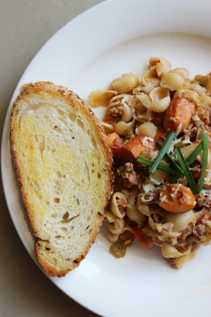 Pasta with mince & spicy sausage 2