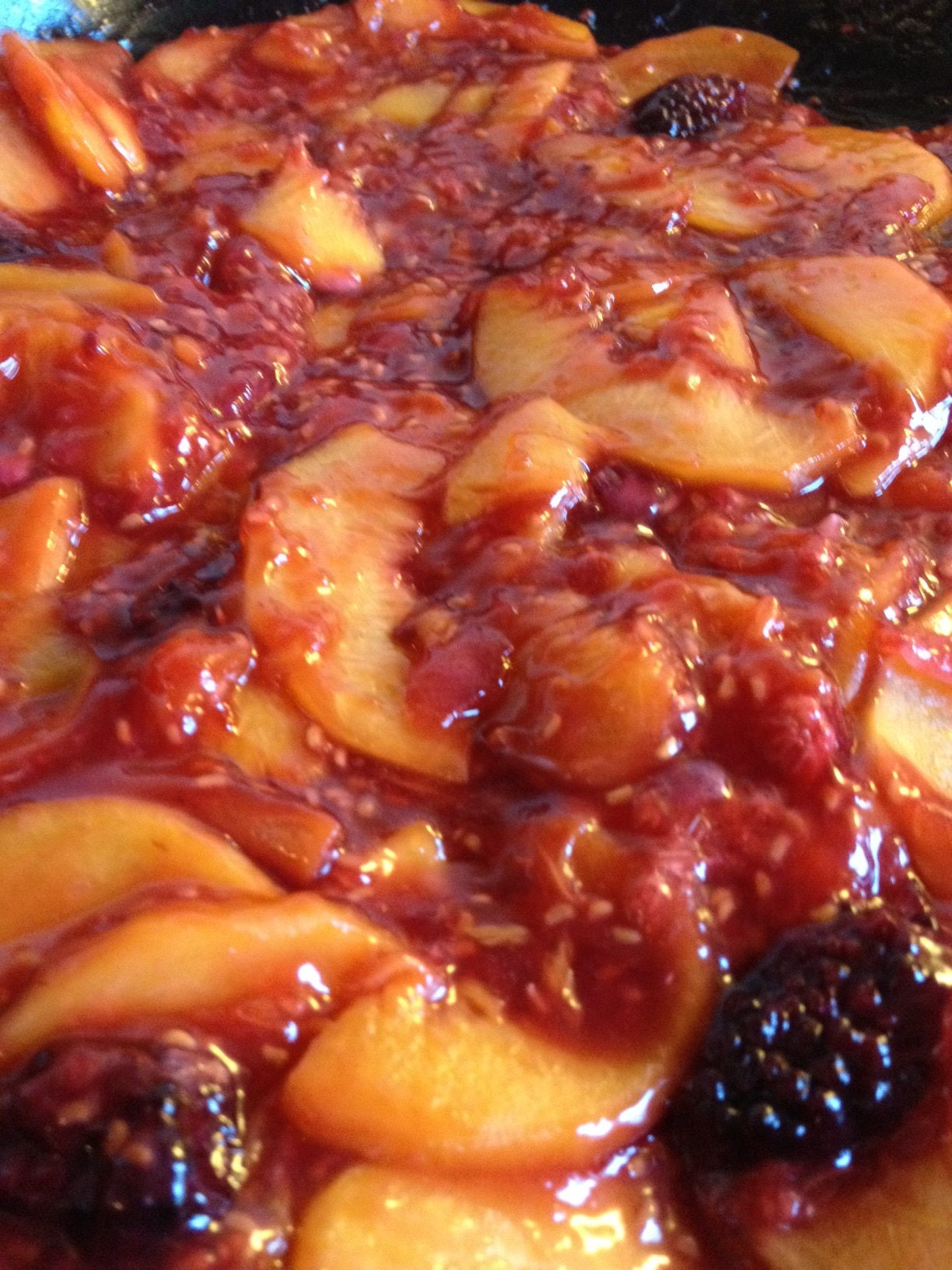 Peach and raspberry crostata