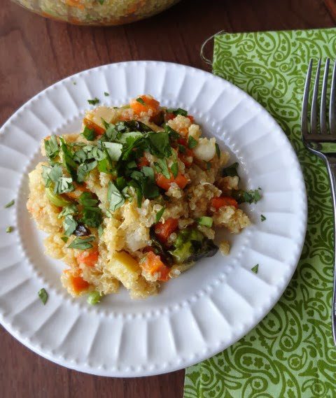 Warm Quinoa Salad With Roasted Autumn Vegetables And Ginger-Sesame Dressing