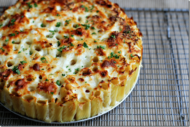 Baked Alfredo Rigatoni Pie