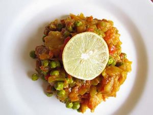 Spiced Aubergine With Pea