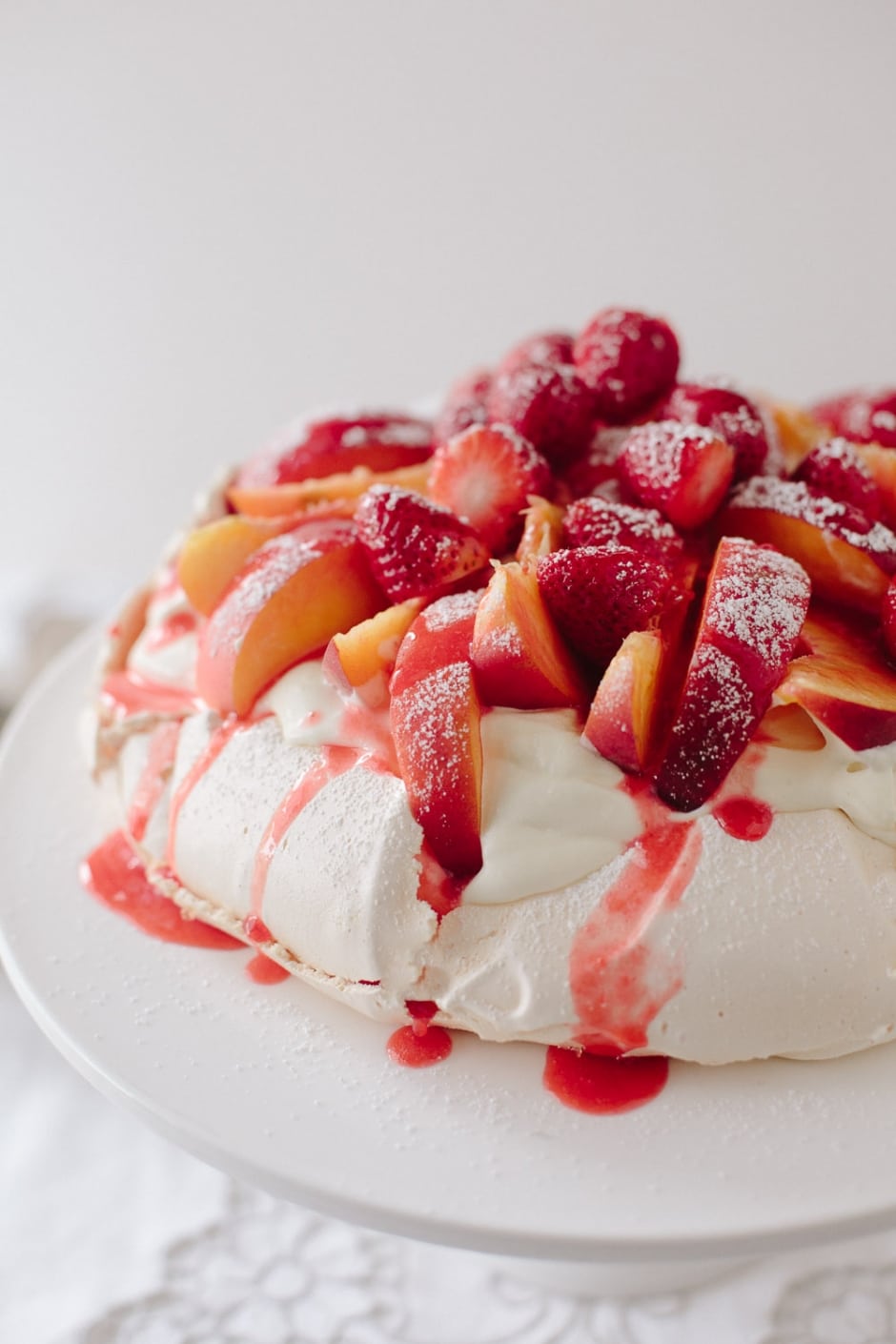 Strawberry + Peach Pavlova with Mascarpone