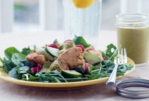 Raspberry Chicken Salad With Avocado Lime Dressing