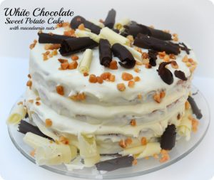 White Chocolate Sweet Potato Cake With Macadamia Nuts