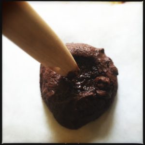 Double Chocolate Cookies With Cinnamon Marscarpone Thumbprint