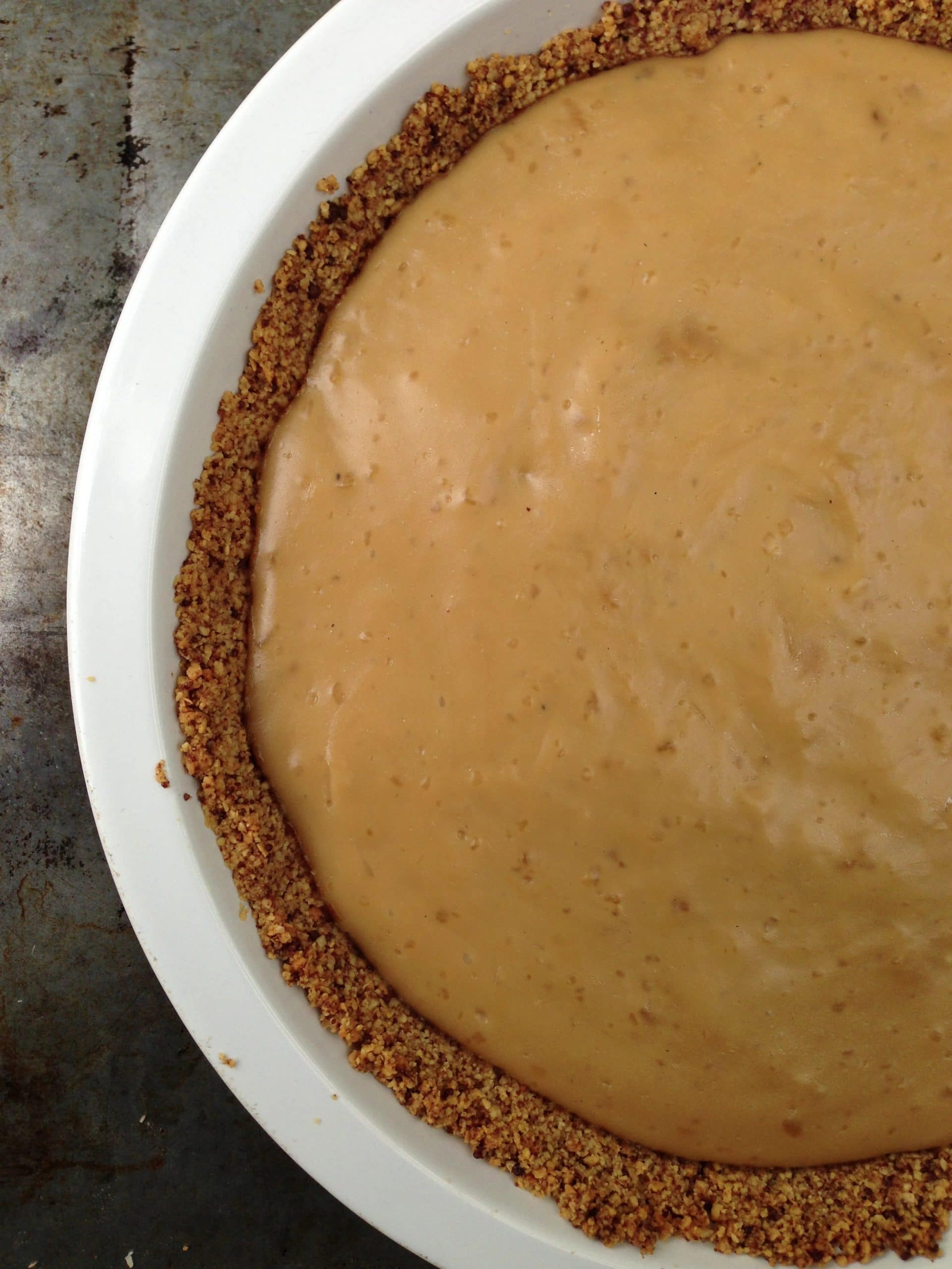 coconut custard in crust close up