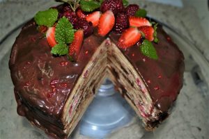 Strawberry And Raspberry Crepe Cake