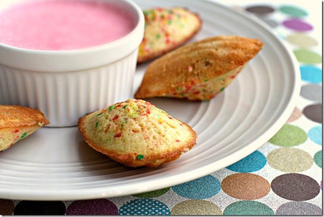 Funfetti Madeleines With Cake Batter Dip