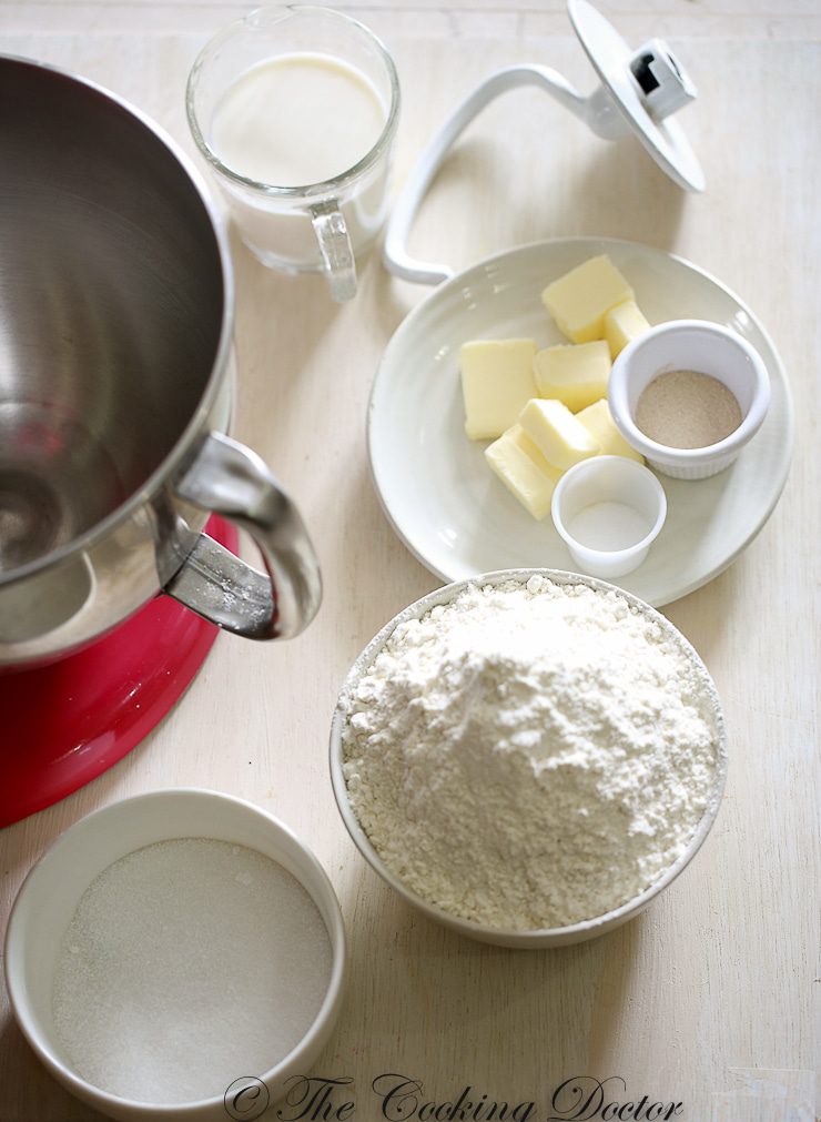 mise en place for bread baking