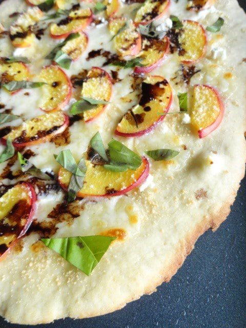 Nectarine Pizza With Fresh Basil And Reduced Balsamic