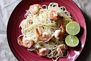 Chili And Garlic Spaghetti With Prawns