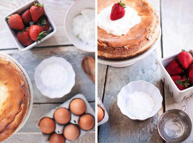 strawberry cardamom rose souffle cheesecake